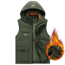 Load image into Gallery viewer, Customize Men's Winter Fleece Lined Vest Detachable Hood Sleeveless Jacket