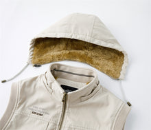 Load image into Gallery viewer, Customize Men's 100% Cotton Fleece Padded Vest Hooded Gilet