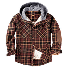 Load image into Gallery viewer, Wholesale Men's Outdoor Flannel Hoody Jacket Sherpa Fleece Lined