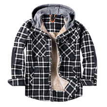 Load image into Gallery viewer, Wholesale Men's Outdoor Flannel Hoody Jacket Sherpa Fleece Lined