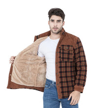 Load image into Gallery viewer, Wholesale Men's Winter Warm Cotton Plaid Flannel Jacket Sherpa Fleece