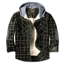 Load image into Gallery viewer, Wholesale Men's Outdoor Flannel Hoody Jacket Sherpa Fleece Lined