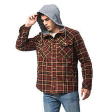 Load image into Gallery viewer, Wholesale Men's Outdoor Flannel Hoody Jacket Sherpa Fleece Lined