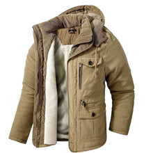 Load image into Gallery viewer, Wholesale Men's Winter Sherpa Fleeced Lined Cotton Hooded Hiking Jacket
