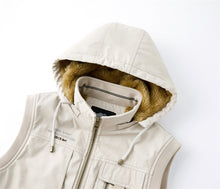 Load image into Gallery viewer, Customize Men&#39;s 100% Cotton Fleece Padded Vest Hooded Gilet
