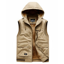 Load image into Gallery viewer, Customize Men&#39;s 100% Cotton Fleece Padded Vest Hooded Gilet
